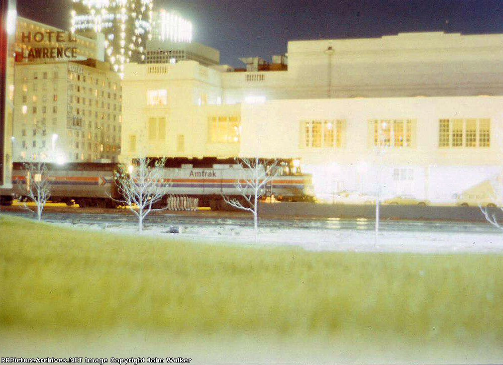 Southbound Amtrak at Dallas on a cold December night in 1978.